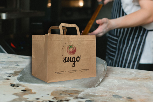 Papieren draagtassen platte handgreep | Enveloppenland.nl