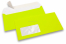 Neon enveloppen - geel, met venster 45 x 90 mm, 20 mm van links, 15 mm van onder | Enveloppenland.nl