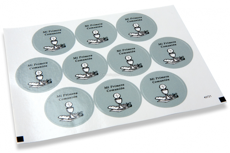 Sluitzegels communie - mi primera comunión grijs