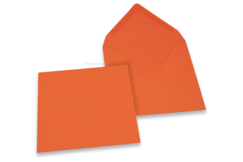 Wenskaart enveloppen gekleurd - oranje, 155 x 155 mm