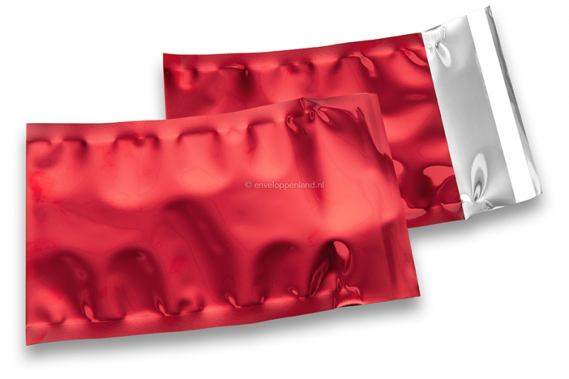 Rood gekleurde metallic folie enveloppen - 114 x 162 mm