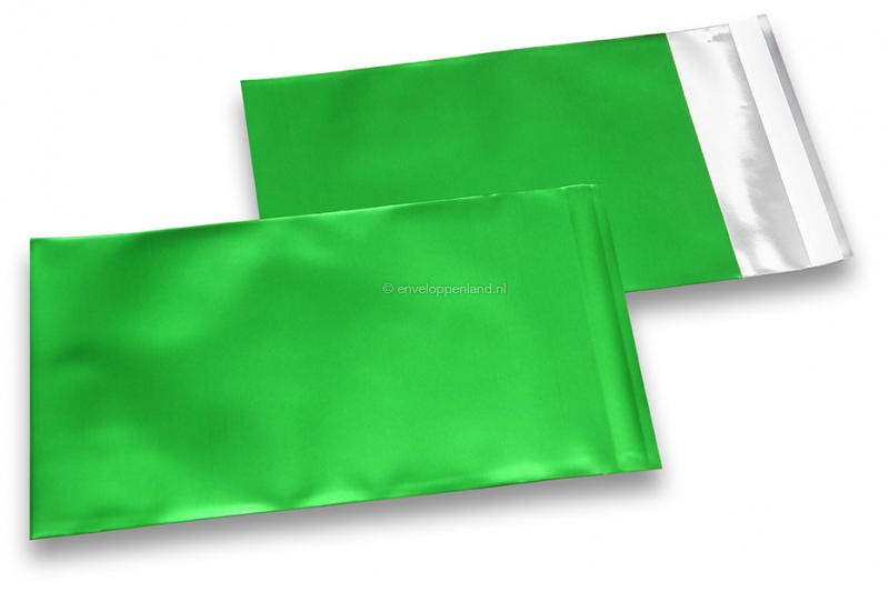 Groen gekleurde mat metallic folie enveloppen - 114 x 162 mm