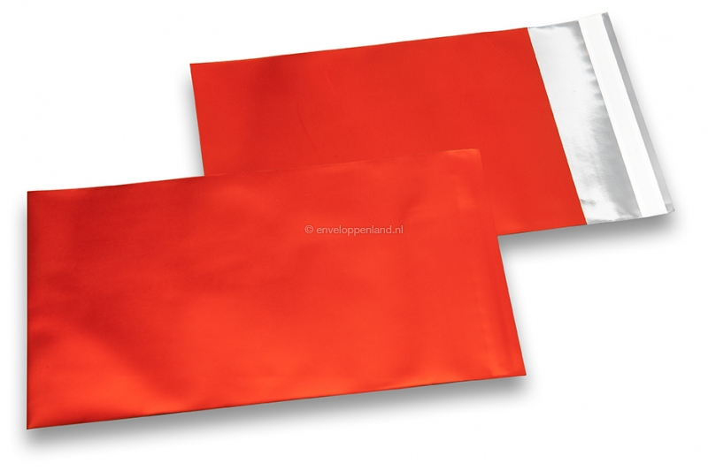 Rood gekleurde mat metallic folie enveloppen - 114 x 162 mm