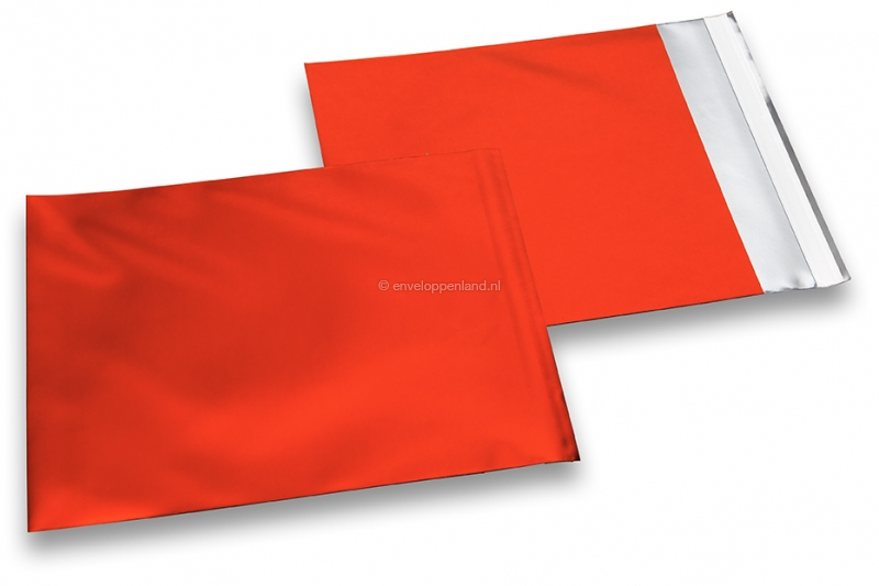 Rood gekleurde mat metallic folie enveloppen - 165 x 165 mm