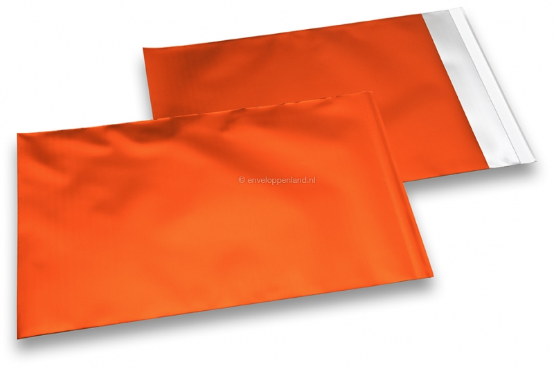 Oranje gekleurde mat metallic folie enveloppen - 180 x 250 mm