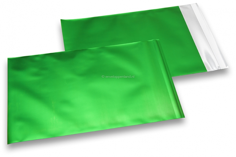 Groen gekleurde mat metallic folie enveloppen - 230 x 320 mm