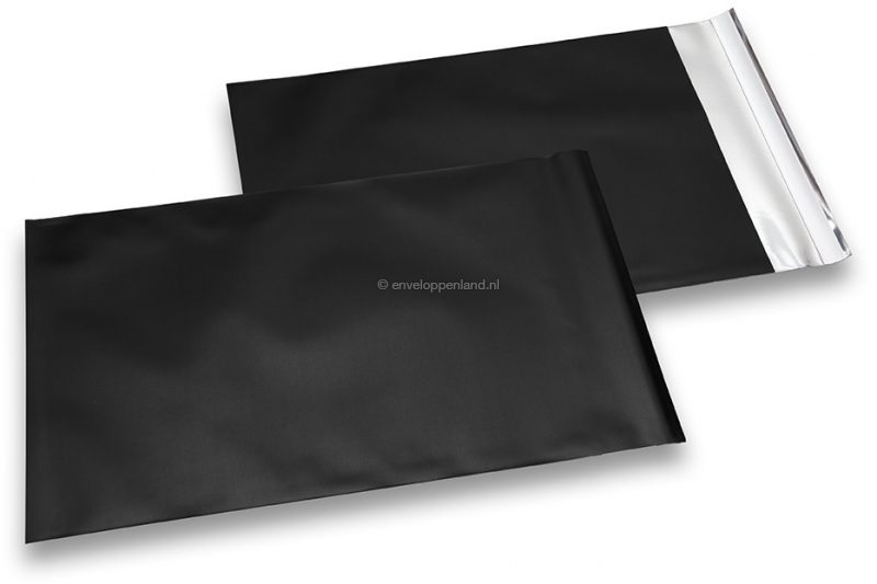 Zwart gekleurde mat metallic folie enveloppen - 230 x 320 mm