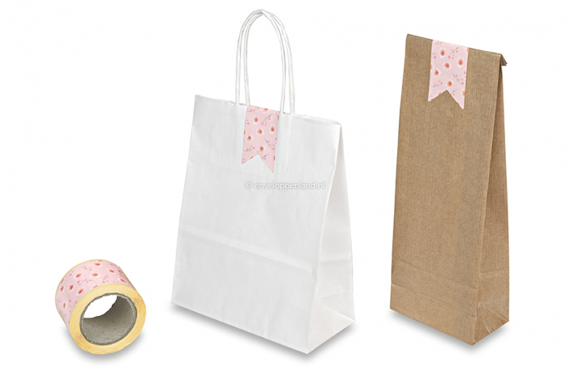 Langwerpige sluitzegels bedrukt - bloemetjes