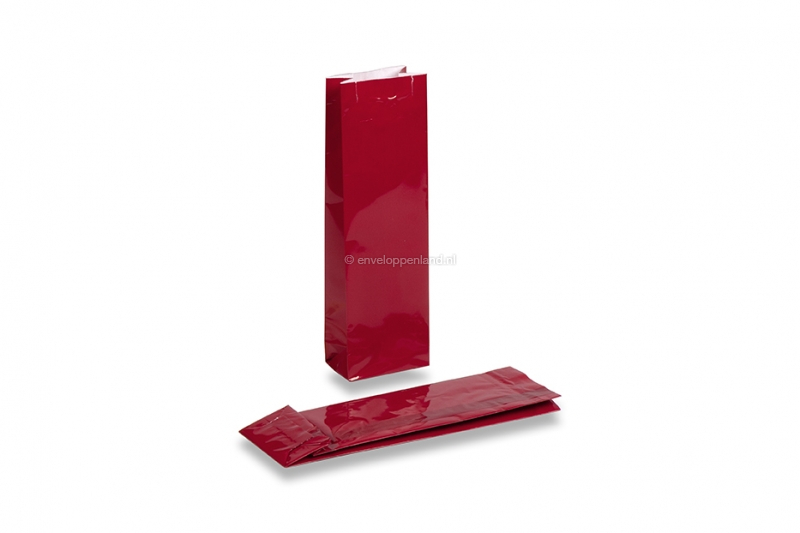 Blokbodemzakjes gekleurd - rood 55 x 30 x 175 mm, 50 gram
