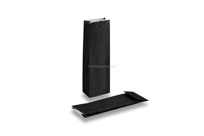 Blokbodemzakjes papier zwart - 80 x 50 x 250 mm zonder venster, 250 ml | Enveloppenland.nl