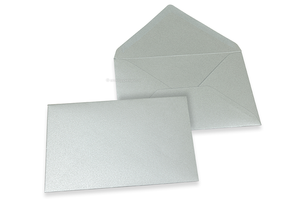 Wenskaart enveloppen gekleurd - zilver metallic, 114 x 162 mm