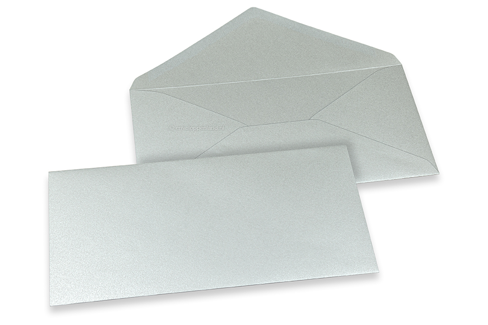 Wenskaart enveloppen gekleurd - zilver metallic, 110 x 220 mm