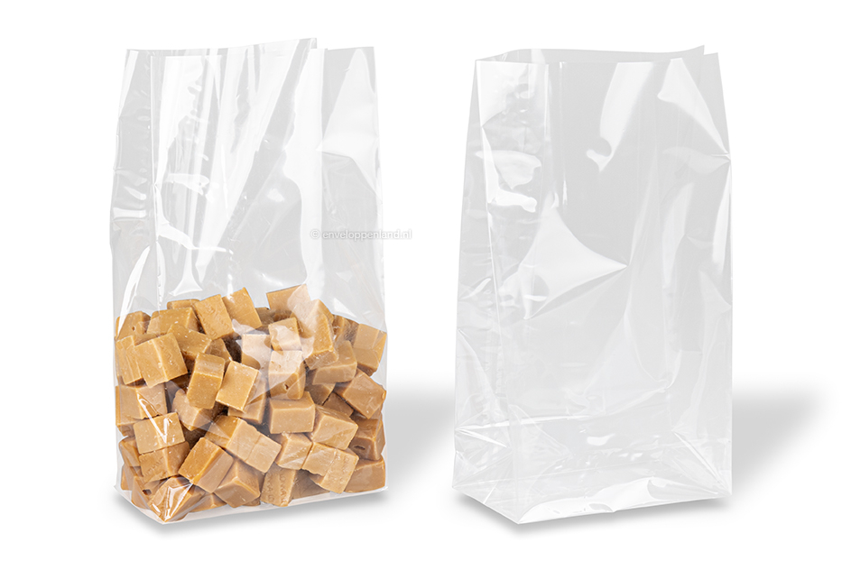 Blokbodemzakjes transparant - 140 x 260 x 80 mm, 2000 ml