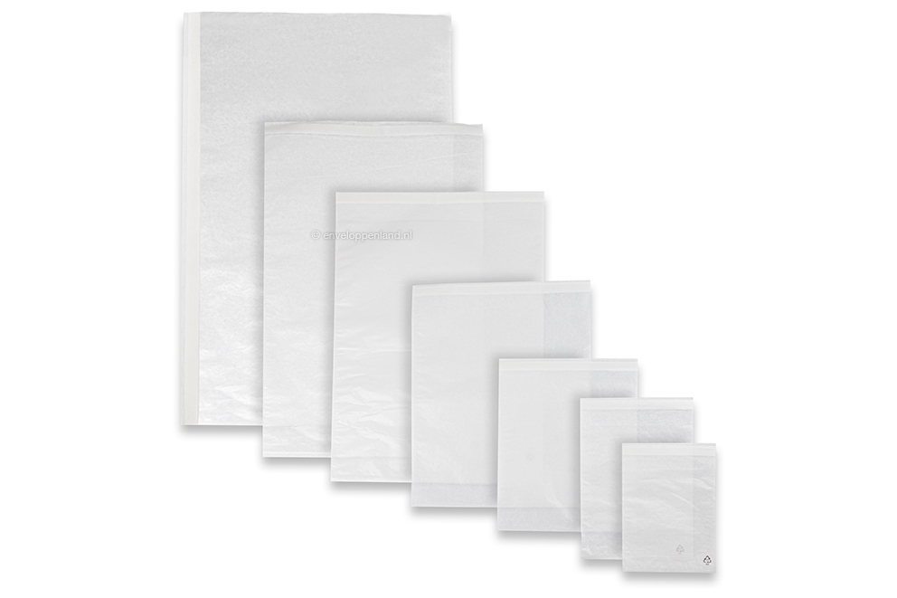 Pergamijn zakken wit met plakstrip