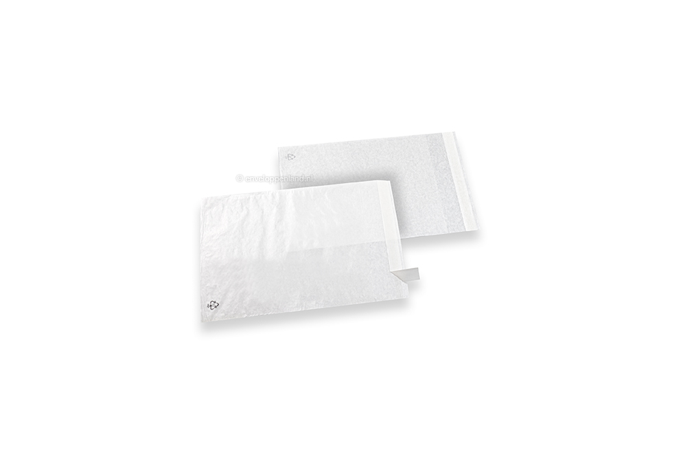 Pergamijn zakken wit met plakstrip - 130 x 150 mm