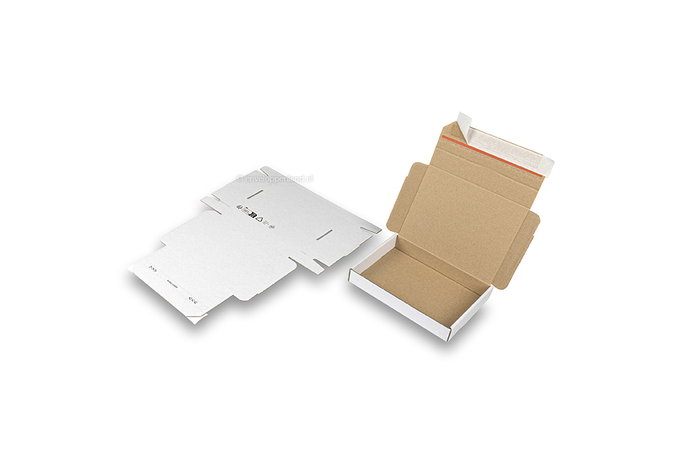 Brievenbusdozen met bovenklep en stripsluiting - 160 x 120 x 25 mm (A6), wit