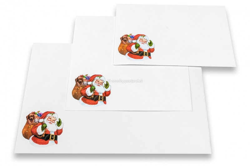 Kerstkaart enveloppen - kerstman