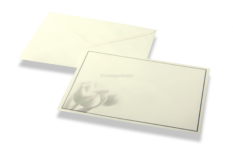 Rouwkaart enveloppen - Crème + witte tulp